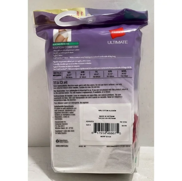 Hanes Cotton Bikini Underwear 6 Pack - Picture 3 of 4